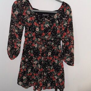 Three Hearts Black and Red Embroidered Dress